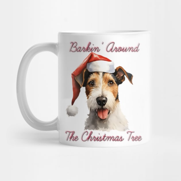 Christmas Fox Terrier Dog in Santa Hat by Pawsitive Curios